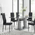 Imperia 6 Grey Dining Table and 6 Black Milan Black Leg Chairs