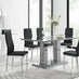 Imperia Grey Modern High Gloss Dining Table And 6 Black Milan Dining Chairs Set