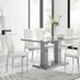 Imperia Grey Modern High Gloss Dining Table And 6 White Milan Dining Chairs Set