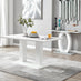 Imperia 6 White Dining Table and 6 Green Pesaro Gold Leg Chairs