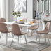 Imperia White High Gloss Dining Table And 6 Cappuccino Beige Corona Silver Chairs Set
