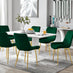 Imperia 6 White Dining Table and 6 Green Pesaro Gold Leg Chairs
