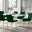 Imperia 6 White Dining Table and 6 Green Pesaro Gold Leg Chairs