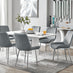 Imperia 6 White Dining Table and 6 Grey Pesaro Silver Leg Chairs
