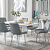 Imperia 6 White Dining Table and 6 Grey Pesaro Silver Leg Chairs