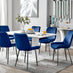 Imperia 6 White Dining Table and 6 Navy Pesaro Black Leg Chairs