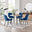 Koko Oak Effect Round Dining Table & 4 Navy Pesaro Black Leg Chairs