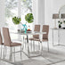Kylo White Marble Effect Dining Table & 4 Cappuccino Milan Chrome Leg Chairs