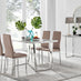 Kylo White Marble Effect Dining Table & 4 Cappuccino Milan Chrome Leg Chairs