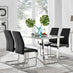 Kylo White Marble Effect Dining Table & 4 Black Lorenzo Chairs