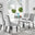 Kylo White Marble Effect Dining Table & 4 Grey Belgravia Black Leg Chairs