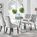 Kylo White Marble Effect Dining Table & 4 Grey Belgravia Black Leg Chairs