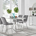 Kylo White Marble Effect Dining Table & 4 Grey Pesaro Silver Chairs