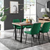Kylo Brown Wood Effect Dining Table & 4 Green Pesaro Black Leg Chairs