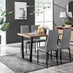 Kylo Brown Wood Effect Dining Table & 4 Grey Milan Black Leg Chairs