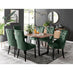 Kylo Brown Wood Effect Dining Table & 6 Green Belgravia Black Leg Chairs
