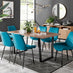 Kylo Brown Wood Effect Dining Table & 6 Blue Pesaro Black Leg Chairs