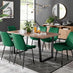Kylo Brown Wood Effect Dining Table & 6 Green Pesaro Black Leg Chairs