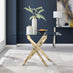 Leonardo Rectangular Glass and Gold Metal 4 Seater Dining Table
