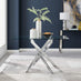 Leonardo Rectangular Glass and Silver Metal 4 Seater Dining Table