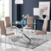 Leonardo Glass And Chrome Metal Dining Table And 4 Cappuccino Beige Milan Chairs Set