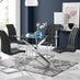 Leonardo Glass And Chrome Metal Dining Table And 4 Black Murano Chairs Set