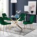 Leonardo 4 Gold Dining Table and 4 Green Pesaro Gold Leg Chairs