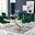 Leonardo 4 Gold Dining Table and 4 Green Pesaro Gold Leg Chairs
