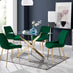 Leonardo 4 Gold Dining Table and 4 Green Pesaro Gold Leg Chairs