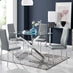 Leonardo Glass And Chrome Metal Dining Table And 4 Elephant Grey Milan Chairs Set