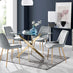 Leonardo 4 Gold Dining Table and 4 Grey Pesaro Gold Leg Chairs