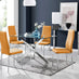 Leonardo Glass And Chrome Metal Dining Table And 4 Mustard Milan Chairs Set