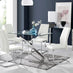 Leonardo Glass And Chrome Metal Dining Table And 4 White Lorenzo Dining Chairs