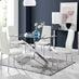 Leonardo Glass And Chrome Metal Dining Table And 4 White Milan Chairs Set