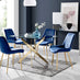 Leonardo 4 Gold Dining Table and 4 Navy Pesaro Gold Leg Chairs
