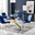 Leonardo 4 Gold Dining Table and 4 Navy Pesaro Gold Leg Chairs