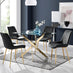 Leonardo 4 Gold Dining Table and 4 Black Pesaro Gold Leg Chairs