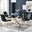 Leonardo 4 Gold Dining Table and 4 Black Pesaro Gold Leg Chairs
