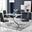 Leonardo White Glass Marble Effect Silver Leg Table & 4 Black Milan Chrome Leg Chairs