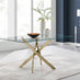 Leonardo 6 Gold Dining Table and 6 Grey Pesaro Gold Leg Chairs