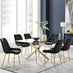 Leonardo 6 Gold Dining Table and 6 Black Pesaro Gold Leg Chairs