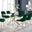 Leonardo 6 Gold Dining Table and 6 Green Pesaro Gold Leg Chairs