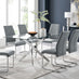 Leonardo Glass And Chrome Metal Dining Table And 6 Elephant Grey Lorenzo Chairs