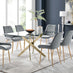 Leonardo 6 Gold Dining Table and 6 Grey Pesaro Gold Leg Chairs