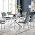 Leonardo 6 Dining Table and 6 Grey Pesaro Silver Leg Chairs