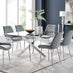 Leonardo 6 Dining Table and 6 Grey Pesaro Silver Leg Chairs