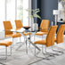 Leonardo Glass And Chrome Metal Dining Table And 6 Mustard Lorenzo Chairs