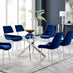 Leonardo 6 Dining Table and 6 Navy Pesaro Silver Leg Chairs