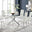 Leonardo Glass And Chrome Metal Dining Table And 6 White Milan Chairs Dining Set