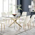 Leonardo 6 Gold Dining Table and 6 Cream Pesaro Gold Leg Chairs